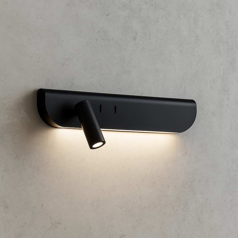 Світильник чорний настінний лівий / правий зі спотом та вимикачем L-36 cm Led 7,4W Black Spoty Plane 251018-100006302