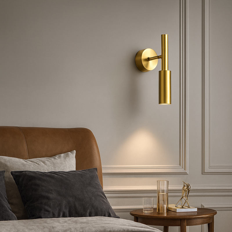 Настінний золотий світильник H-30 cm GU10 MR11 Gold Slim tube lamp 250818-100005783