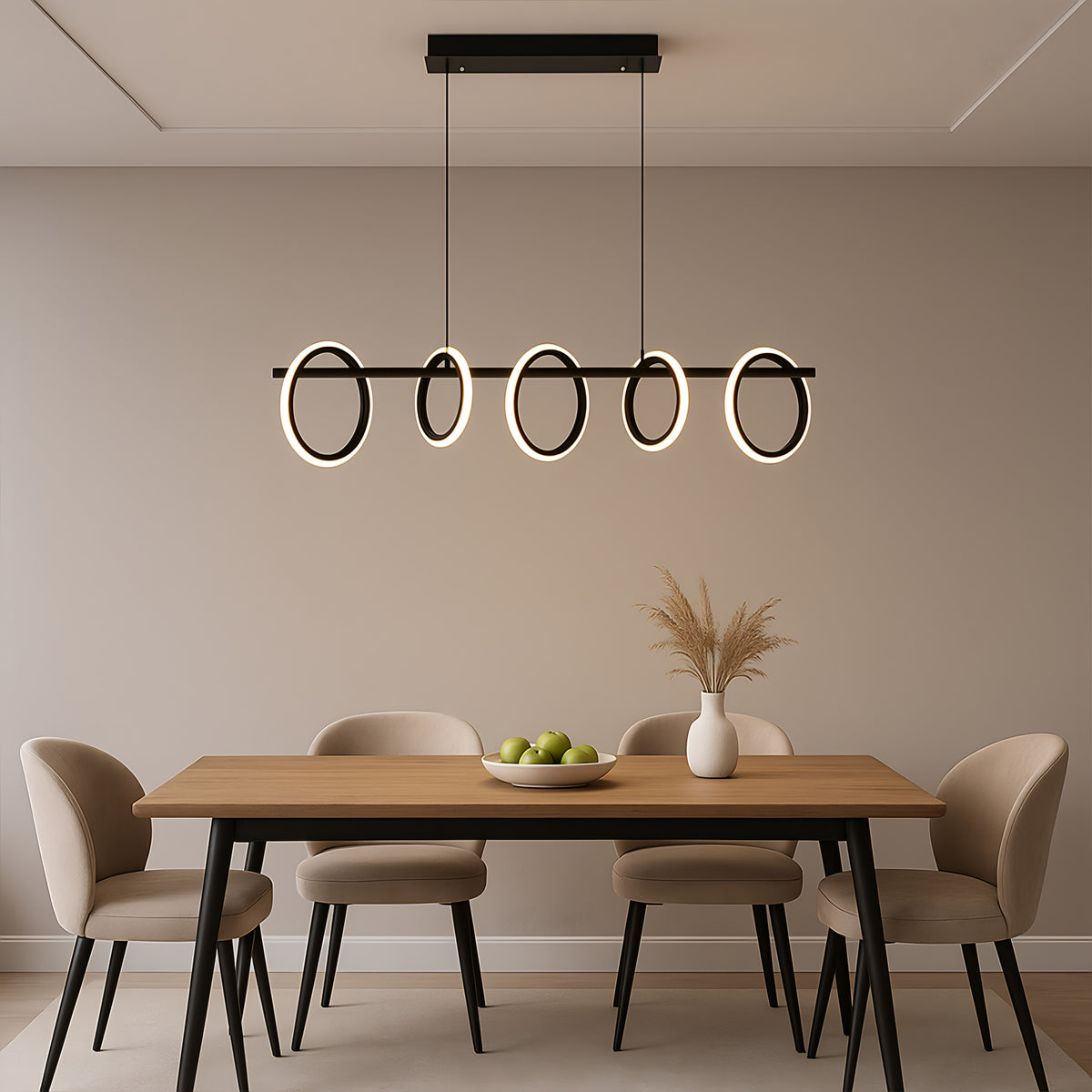 Люстра 5 rings L-115cm Led 5000К 63W Black 250676-100005161