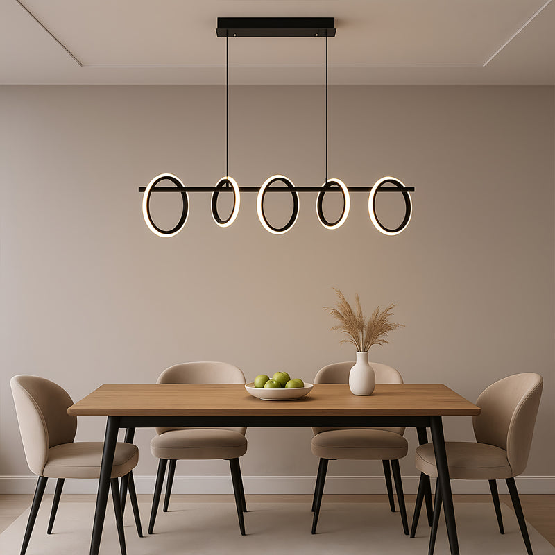 Люстра 5 rings L-115cm Led 5000К 63W Black 250676-100005161