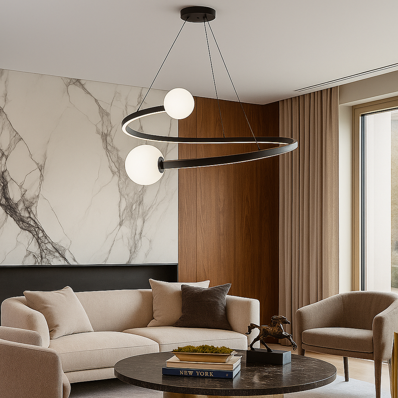 Підвісні люстри Domiana Pearls Black D-50 см / D-60 см / D-80 см Н-25-155 см 3000К-4000К-6000К 231118-100002849