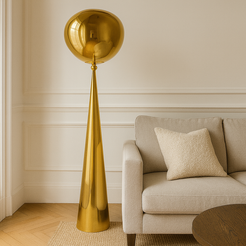 Торшер золотий з плафоном органічної форми H-155 cm E27 Gold Melt plazma floor lamp 250931-100006060