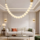 Люстра золота з білими матовими плафонами L-180 /210 /250 /280 /330 cm Led Gold+White Pearls 260118-100007019