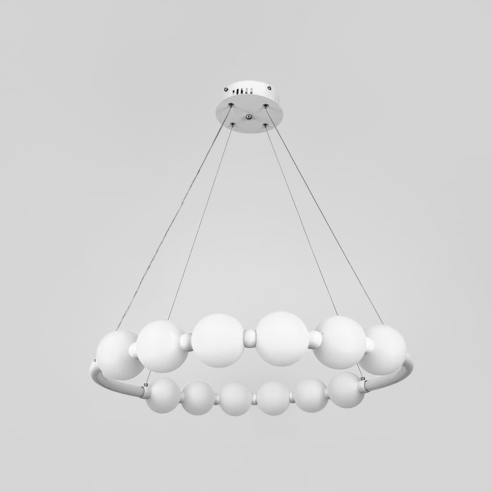 Підвісні люстри білі з перлинами D-60 cm / D-80 cm Led 3000K-6000K White Pearls 251018-100006474