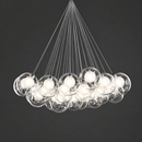 Люстра хромова на 21 плафон білий з прозорим D - 60 cm G9 x 21 Transparent + White Pumpo bubbles 260822-100008539