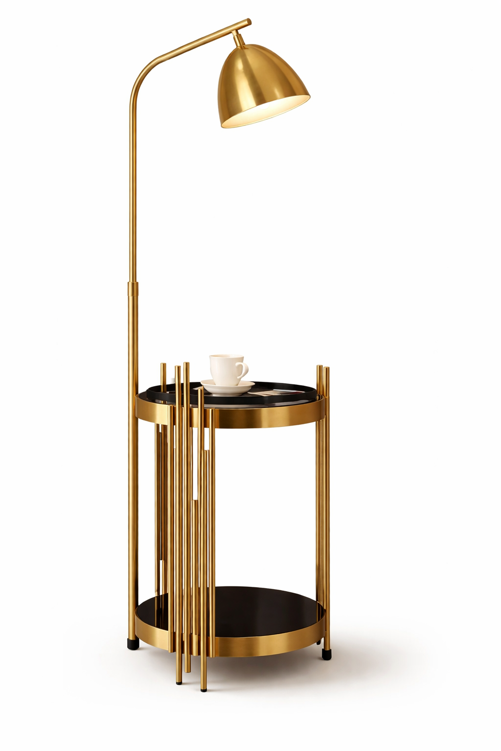 Торшер зі столиком D-35 cm H-170 cm Brass / Chrome Dome 210822-100000305