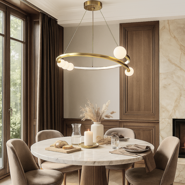 Люстри підвісні Перлинки D-65 cm / D-80 cm 3000K-4000K-6000K Gold+White Pearls halves 231218-100002855