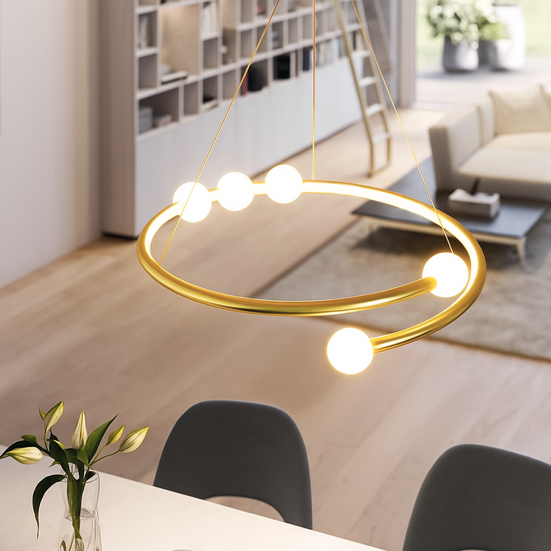 Люстри підвісні Перлинки D-65 cm / D-80 cm 3000K-4000K-6000K Gold+White Pearls halves 231218-100002855