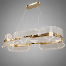 Люстра підвісна золота видовжена з акриловим фігурним плафоном L-104 cm Led 50W Gold oval 260735-100008419