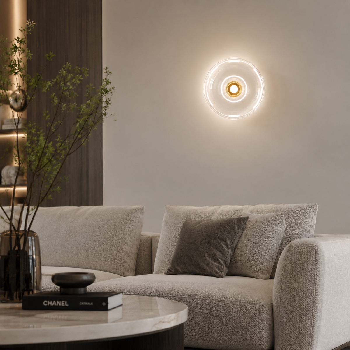 Настінний світильник золотий з прозорим плафоном D-29 cm G9 Transparent Bulb 260633-100008129