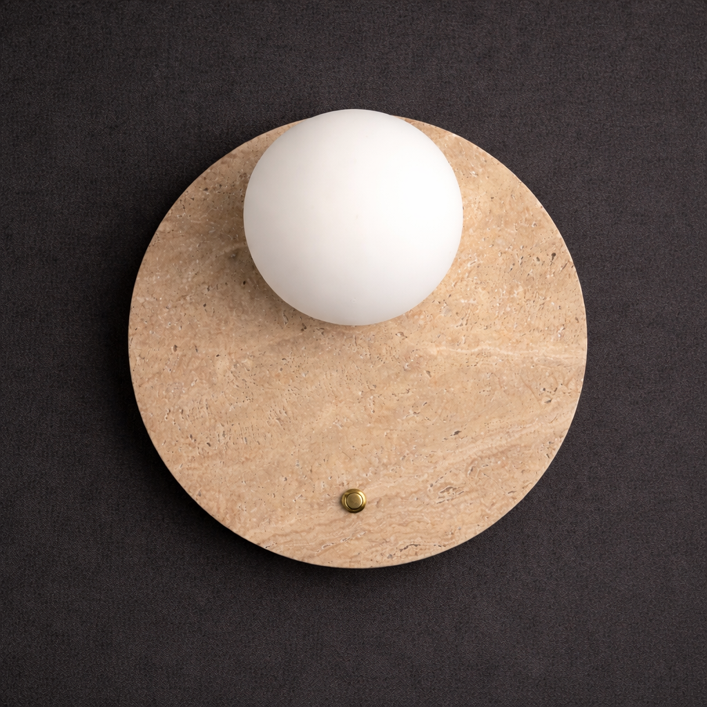 Настінний світильник з натурального травертину D-25 cm G9 Beige Stone Light 260319-100007703