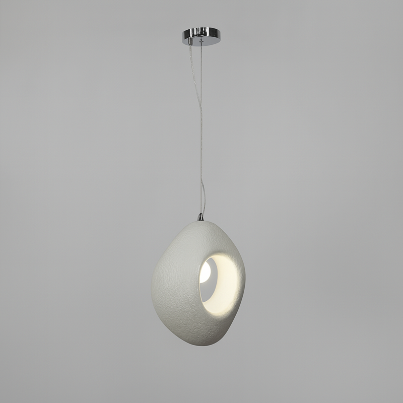 Гіпсовий білий підвісний світильник H-50 cm E27 White Vabi sabi oval 250818-100005792