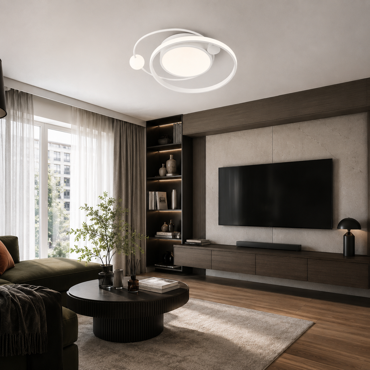 Світильник стельовий білий з пультом L - 60 cm H - 5 cm Led 78W White Saturn 260535-100008013