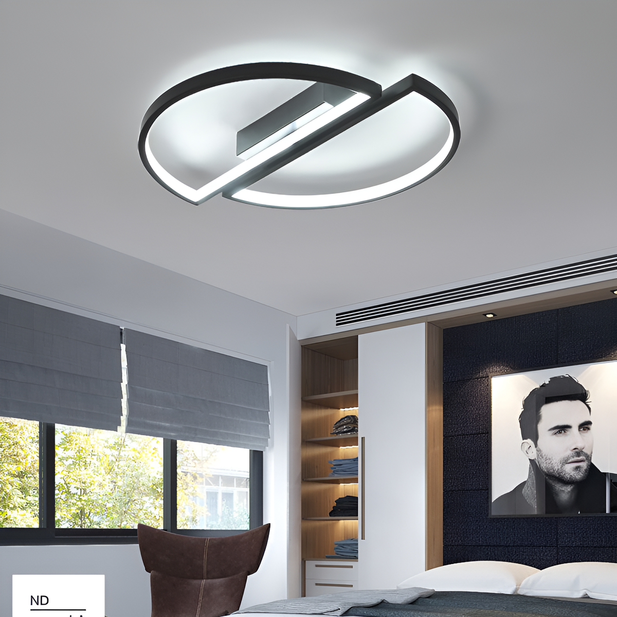 Стельовий світильник SemiCircle D-50 cm 72W LED Black 250476-100004338