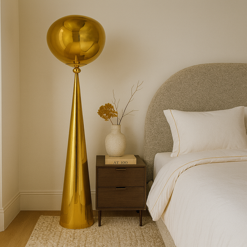 Торшер золотий з плафоном органічної форми H-155 cm E27 Gold Melt plazma floor lamp 250931-100006060