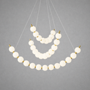 Люстра золота трирівнева з білими плафонами дугами 66 cm+95 cm+105 cm Led 40W Gold+White Trio Pearls 260118-100007016