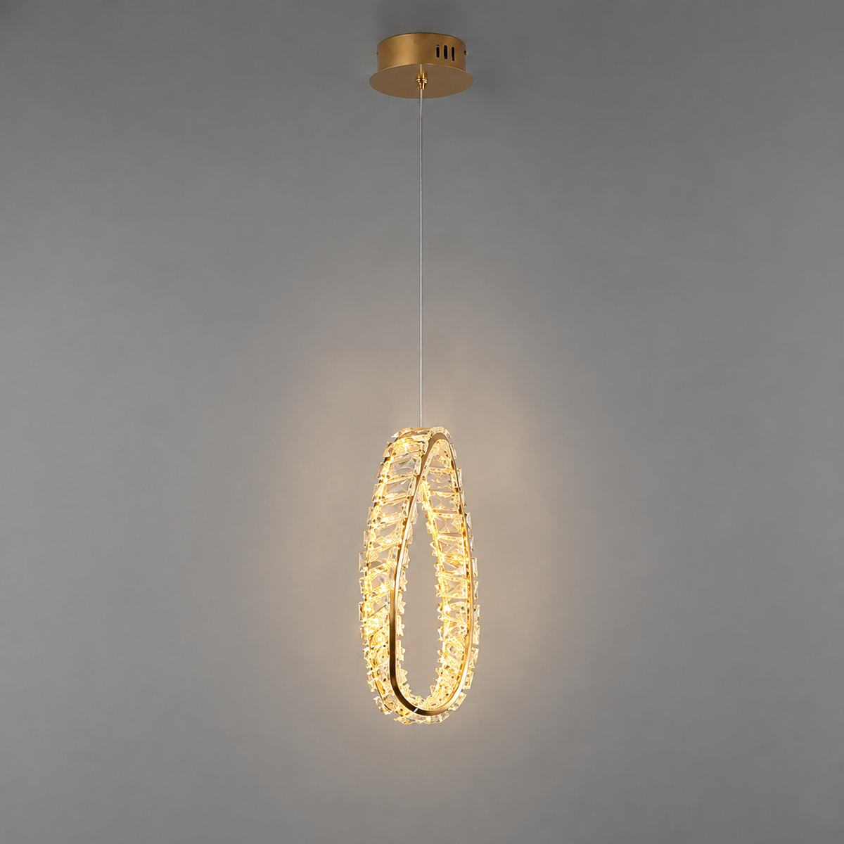 Підвісний світильник золотий з кришталевим плафоном D - 32 cm / D - 46 cm Led Gold Crystal Ring 260822-100008726