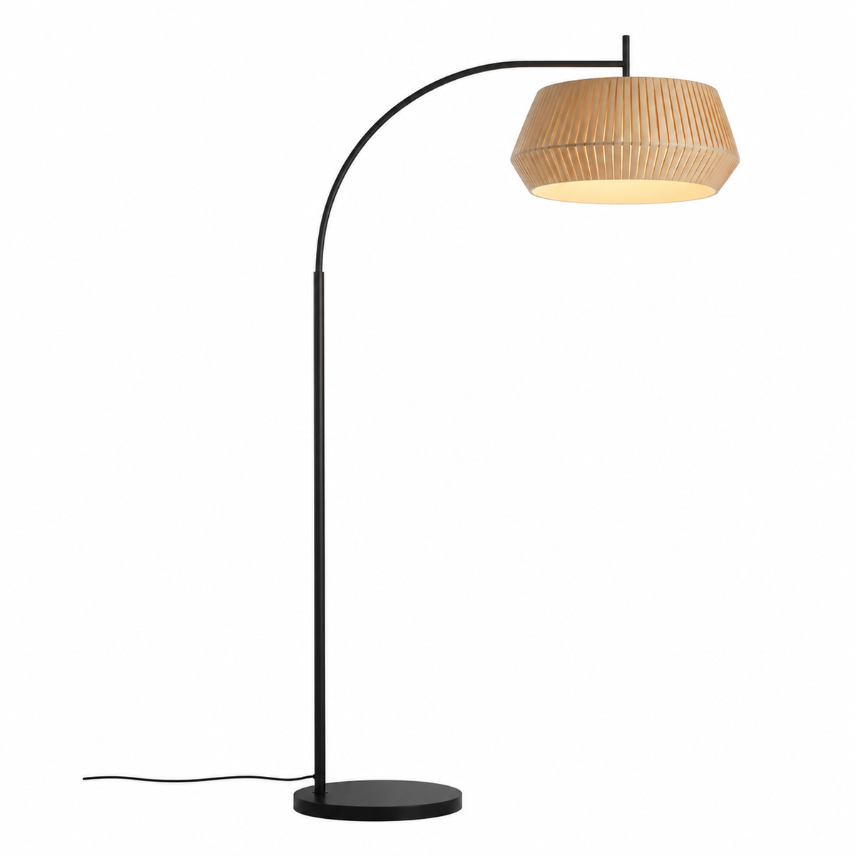 Торшер чорний з текстильним плафоном H - 180 cm E27 Black + Beige Norveo 26099-100009047