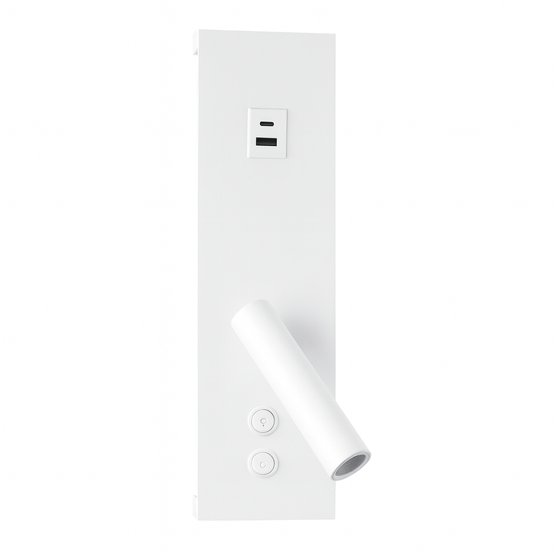 Настінний світильник білий з направленим спотом та роз'ємами на корпусі USB+TYPE-C Led 15W White Spot turn 250960-100006160