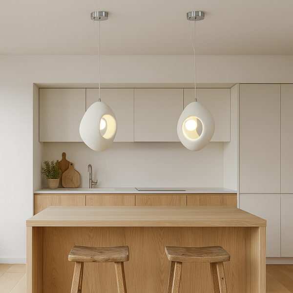 Гіпсовий білий підвісний світильник H-50 cm E27 White Vabi sabi oval 250818-100005792