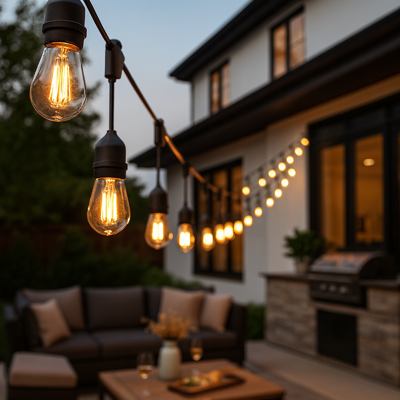 Гірлянда вулична чорна під лампи з підвіскою L-13м E27х20 IP65 Black Fairy hang Garland 251064-100006430