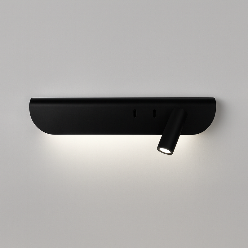 Світильник чорний настінний лівий / правий зі спотом та вимикачем L-36 cm Led 7,4W Black Spoty Plane 251018-100006302