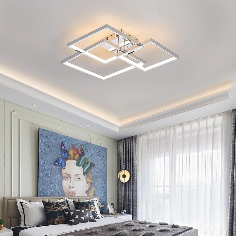 Люстра стельова з пультом Squares only H130 (S) 420x420 Led 120W / (M) 530x530 Led 150W Silver / Gold / Coffee / Black / White 3000K  4000K 6000K 240419-100003218