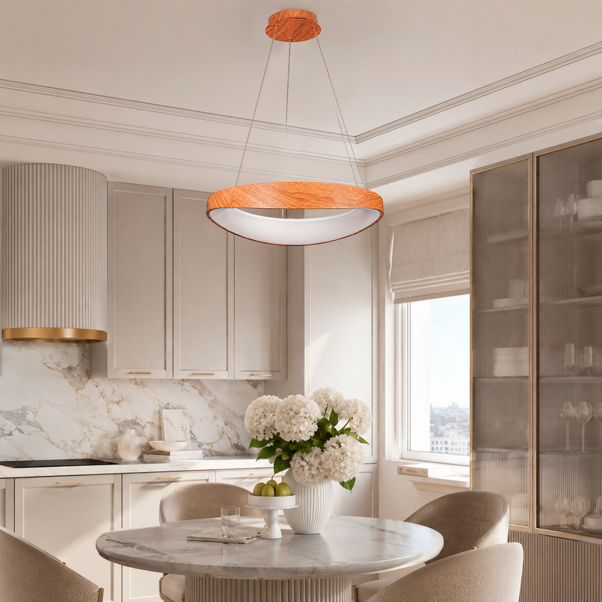 Підвісний світильник бежевий з пультом D - 52 cm Led 80W Beige Wooden Forest 260531-100007945