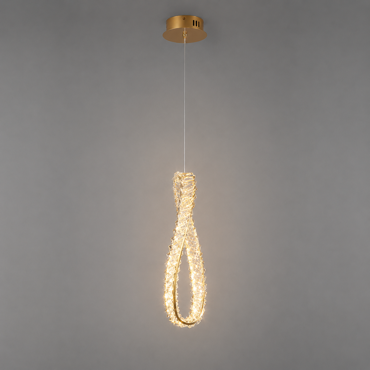 Підвісний світильник золотий з кришталевим плафоном D - 32 cm / D - 46 cm Led Gold Crystal Ring 260822-100008726