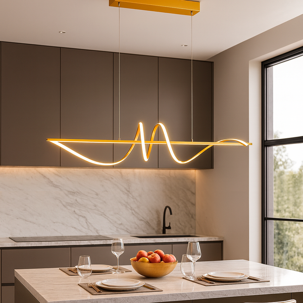 Люстра золота видовжена L- 100 cm Led 100W Gold Line Wave 251088-100006360