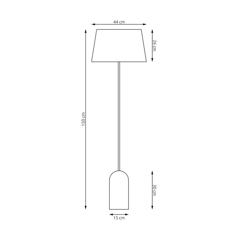 Торшер чорний з сірим абажуром H-150 cm E27 Black+Grey 250739-100005462