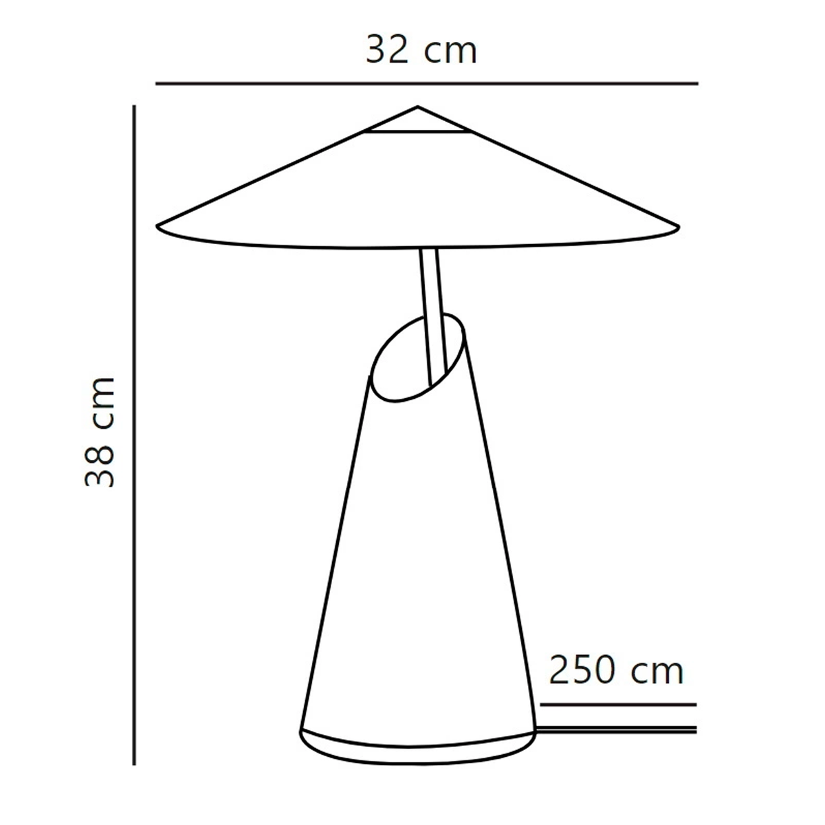 Лампа настільна сіра з конусовидним плафоном H-37 cm E27 Grey Chin 260209-100007518
