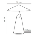 Лампа настільна сіра з конусовидним плафоном H-37 cm E27 Grey Chin 260209-100007518