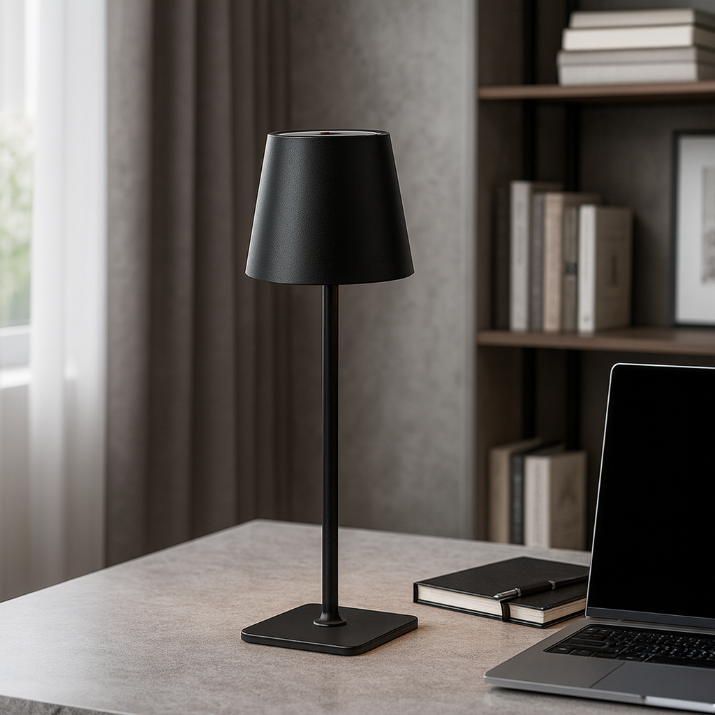Настільна лампа чорна акумуляторна RGB H-38 cm Led T Lamp Black 251031-100006275