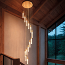 Люстра каскадна золота на 9 / 12 підвісів D-40 cm/ D-50 cm см Led 45W / 60W 4000K Gold tubes Bubble Slim Circle 240219-100003081