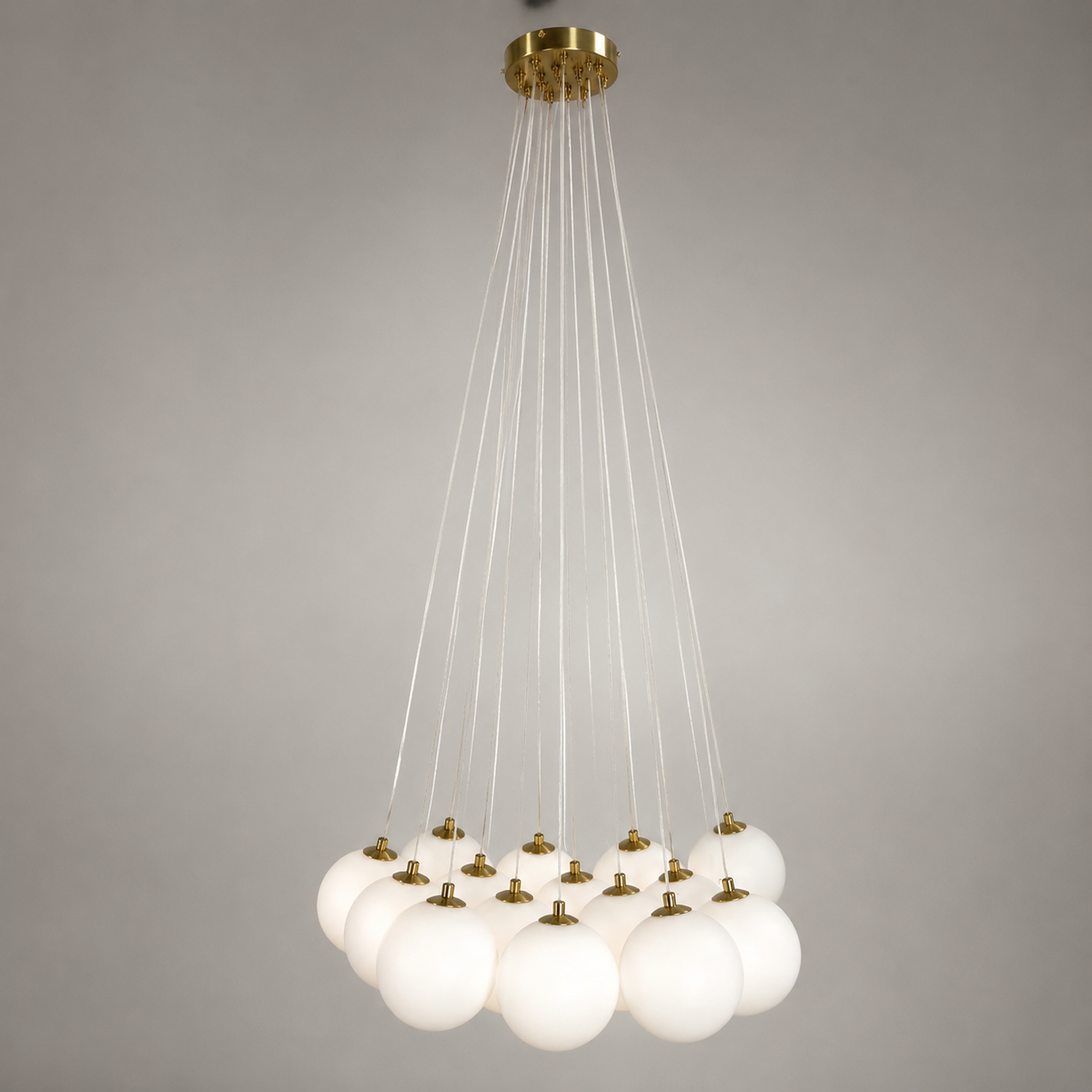 Люстра підвісна на 3 / 7 / 13 / 15 плафонів D - 28 / 31 / 45 / 50 cm G9 Gold + White Pumpo bubbles 260818-100008542
