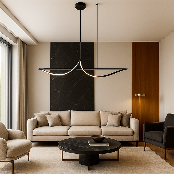 Люстра чорна видовжена L- 120 cm W-28 cm Led 115W Black Line One Wave 251088-100006357