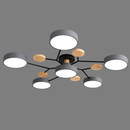 Люстра стельова сіра / біла з дерева D-89 cm Led Grey / White 4100К Wooden Ceiling 230958-100002590