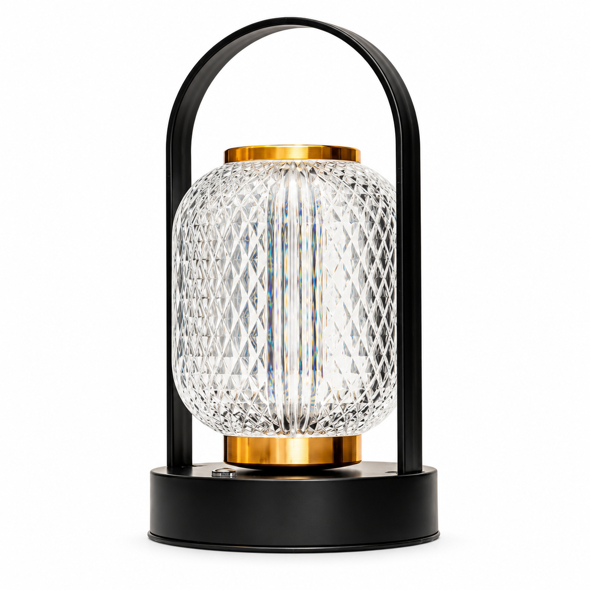 Настільна лампа чорна акумуляторна з прозорим скляним плафоном H - 21,5 cm Led Black + Clear Lantern 261031-100009121