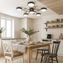 Люстра стельова сіра / біла з дерева D-89 cm Led Grey / White 4100К Wooden Ceiling 230958-100002590