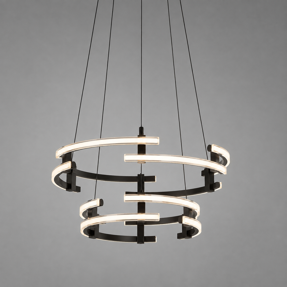 Люстра чорна підвісна на 2 кільця D - 60 cm + 40 cm Led 42W Black Ringo 260822-100008568