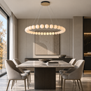 Люстра підвісна золота з перлинками D-100 cm Led 32W 4000K Pearls Circle 241036-100003892