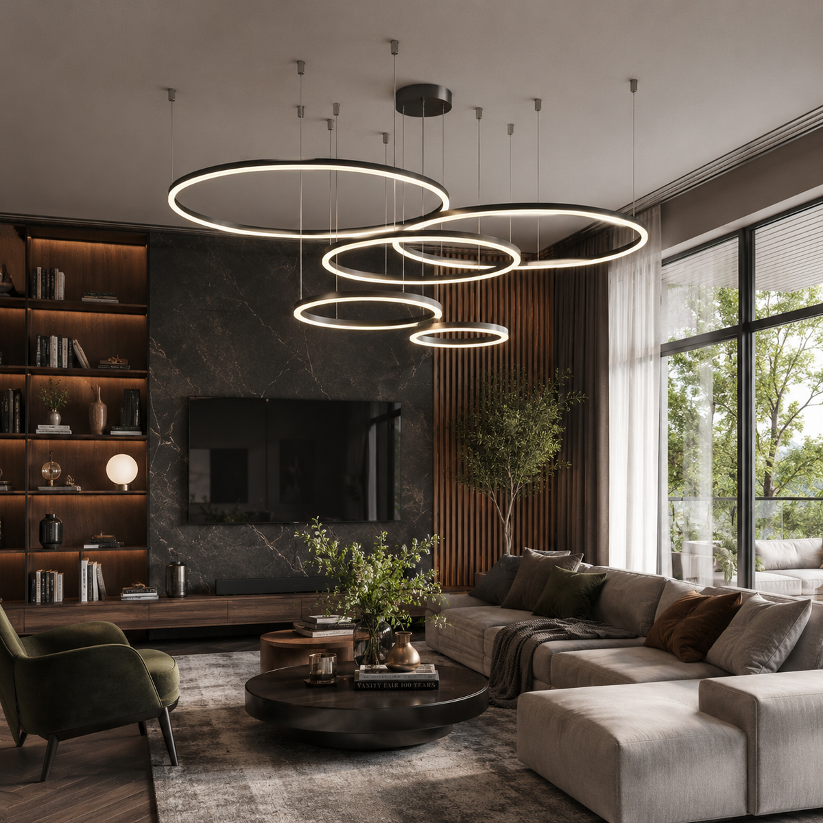 Підвісні люстри з пультом Kukho Circle 30+40+50+60+80 cm Gold / Black / Silver / White 3000K-6000K 240219-100003028