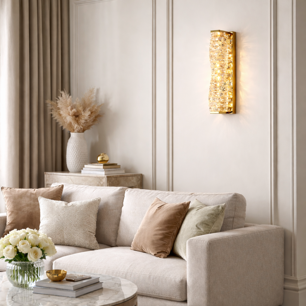 Світильник золотий настінний з кришталевим плафоном H-46 cm Led 15W Gold Crystal Unit 260319-100007719