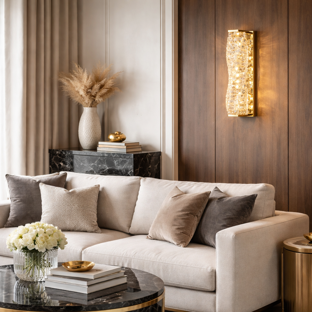 Світильник золотий настінний з кришталевим плафоном H-46 cm Led 15W Gold Crystal Unit 260319-100007719