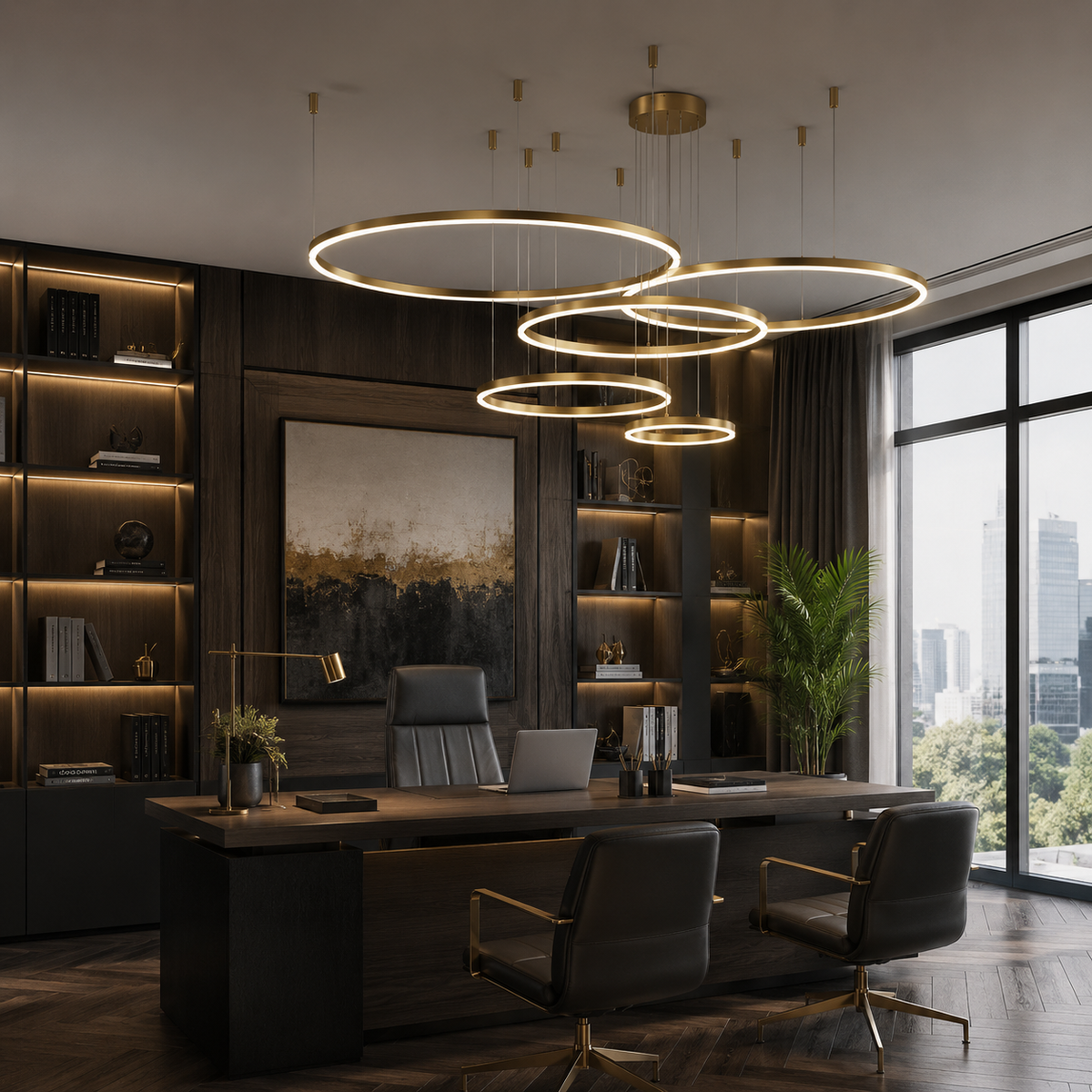 Підвісні люстри з пультом Kukho Circle 30+40+50+60+80 cm Gold / Black / Silver / White 3000K-6000K 240219-100003028