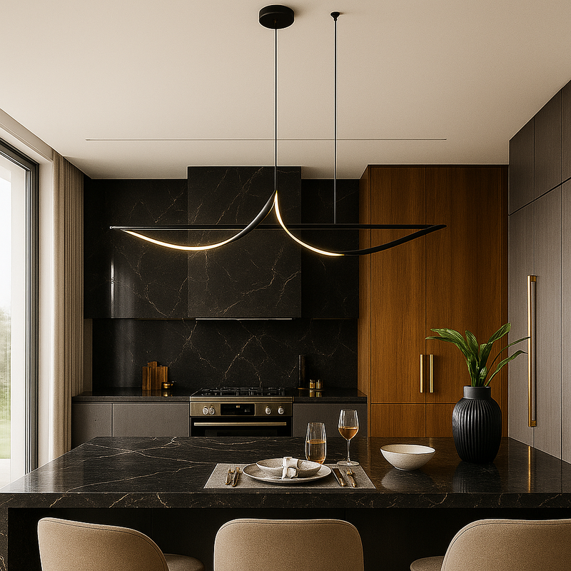 Люстра чорна видовжена L- 120 cm W-28 cm Led 115W Black Line One Wave 251088-100006357