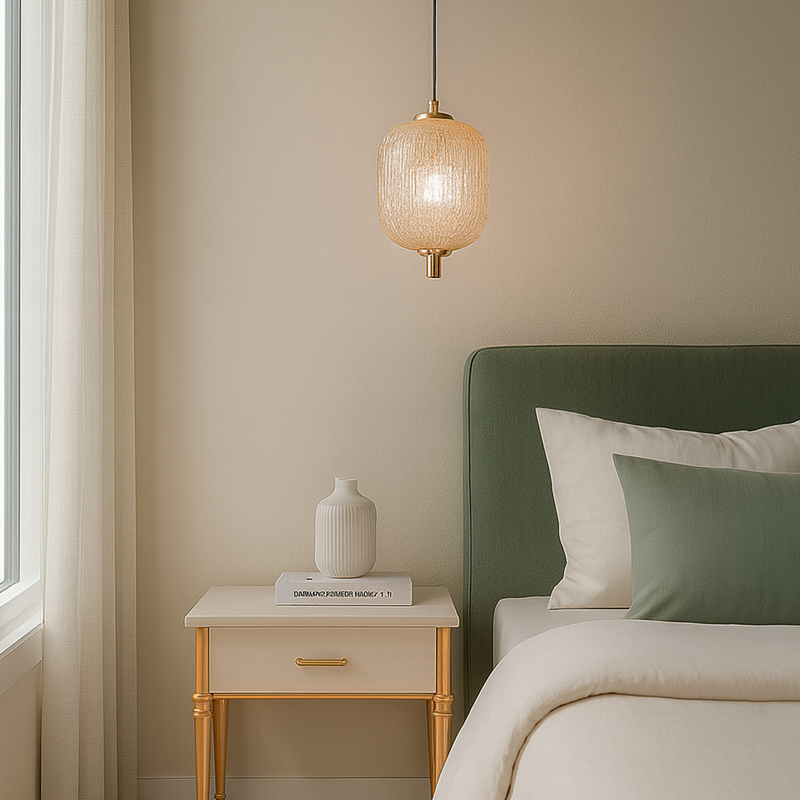 Підвісний світильник золотий з бежевим прозорим плафоном W-15 cm Led 7W Beige clear Colours 250931-100006118