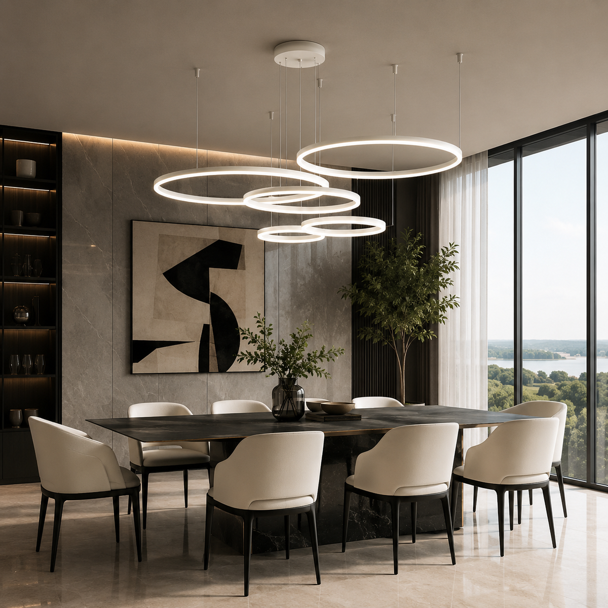 Підвісні люстри з пультом Kukho Circle 30+40+50+60+80 cm Gold / Black / Silver / White 3000K-6000K 240219-100003028