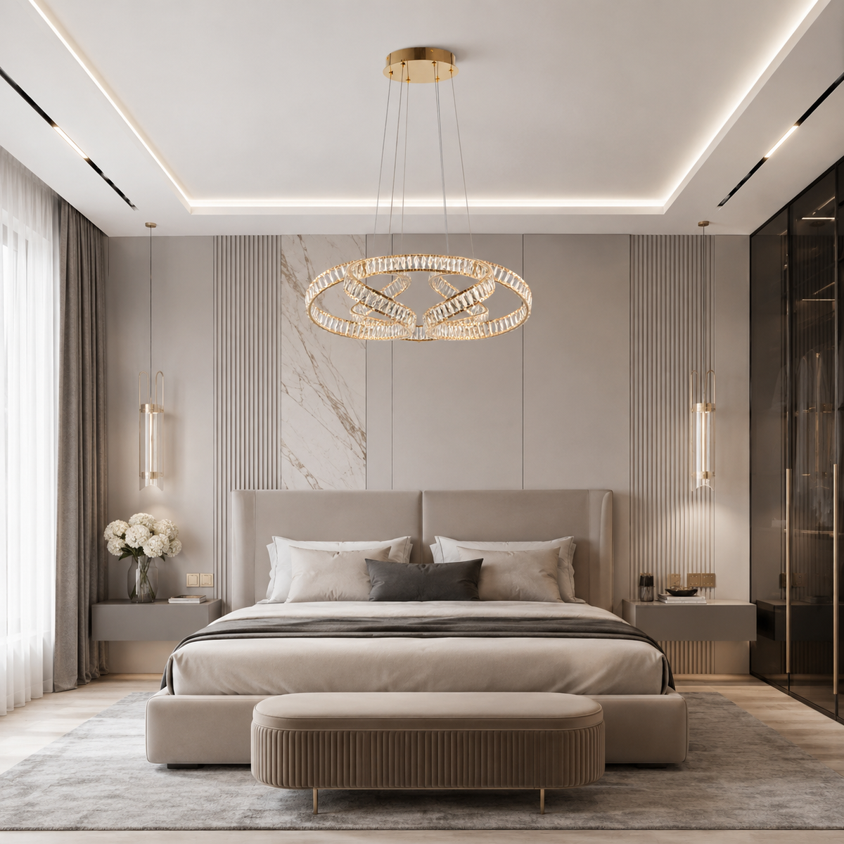 Підвісна люстра золота D-80 cm Led Gold Crystal 251222-100006849